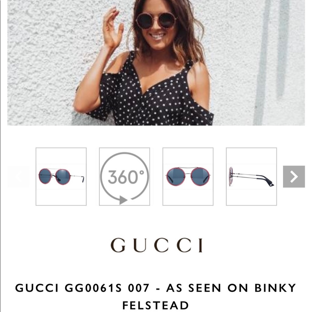 GUCCI UNISEX GOLD GLITTER ROUND SUNGLASSES, 2024 FASHION STATEMENT IS ROUND - Picture 3 of 16